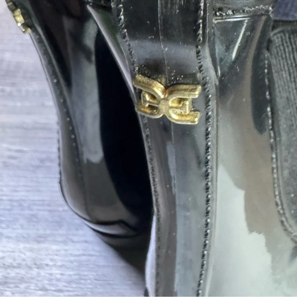 Sam Edelman Tinsley Chelsea Glossy Black Ankle Rubber Rainboots size 7